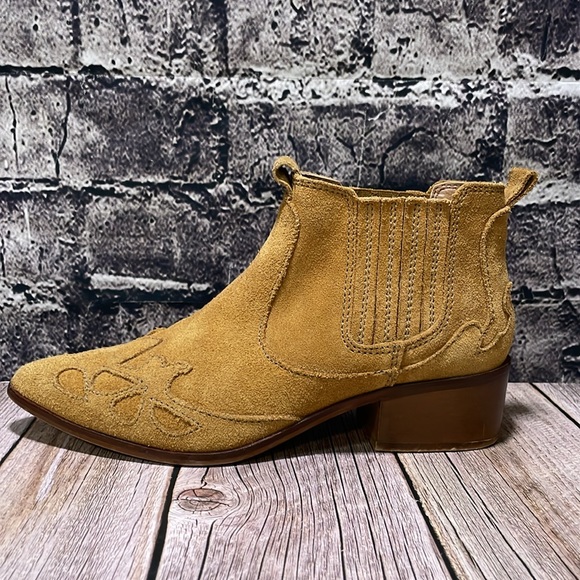 Zara Block Heel Leather Cowboy Ankle Boots Size 37 - Picture 8 of 15